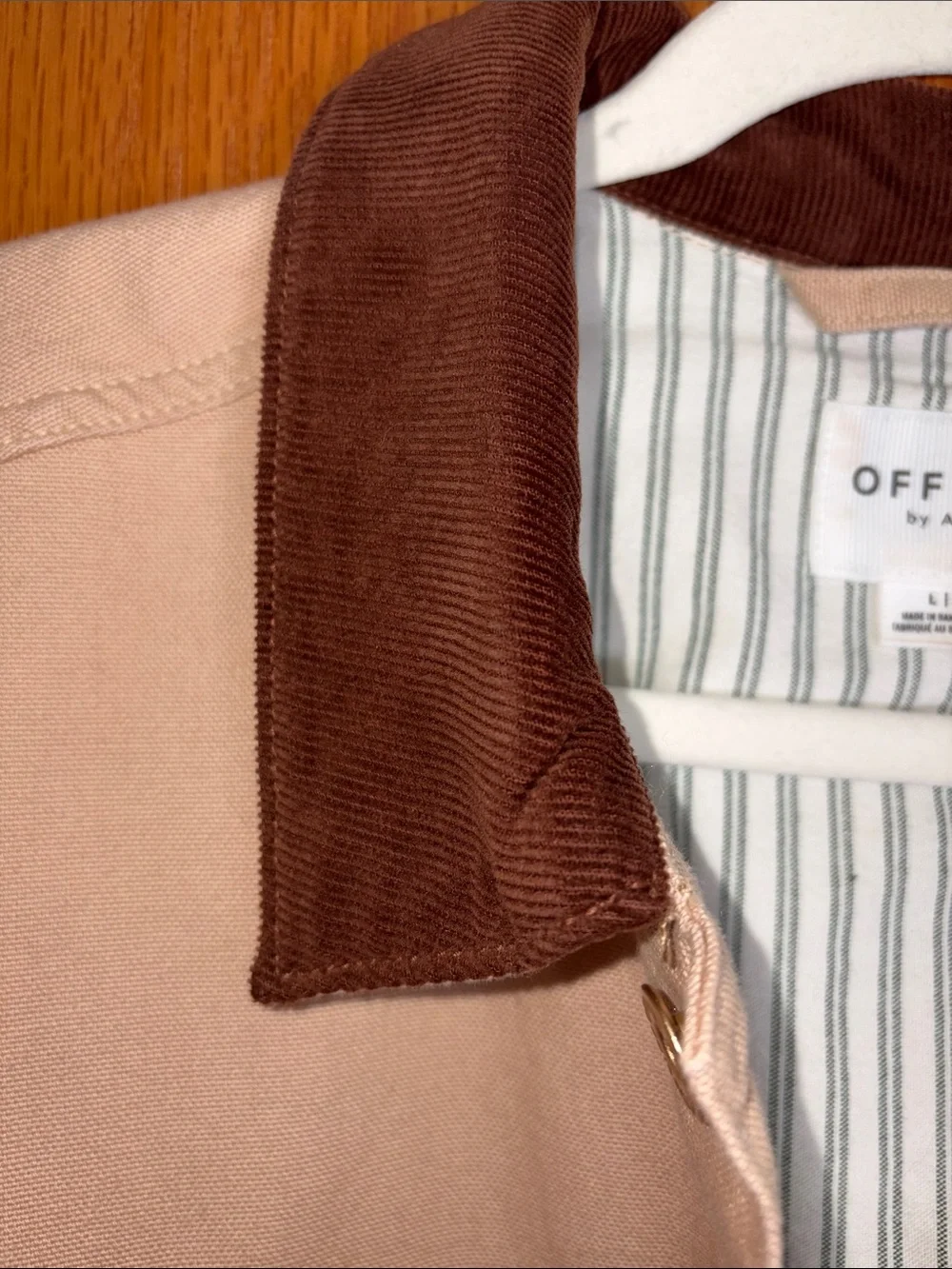Utility Jacket with Contrast Corduroy Collar - Tan - Picture 6 of 9